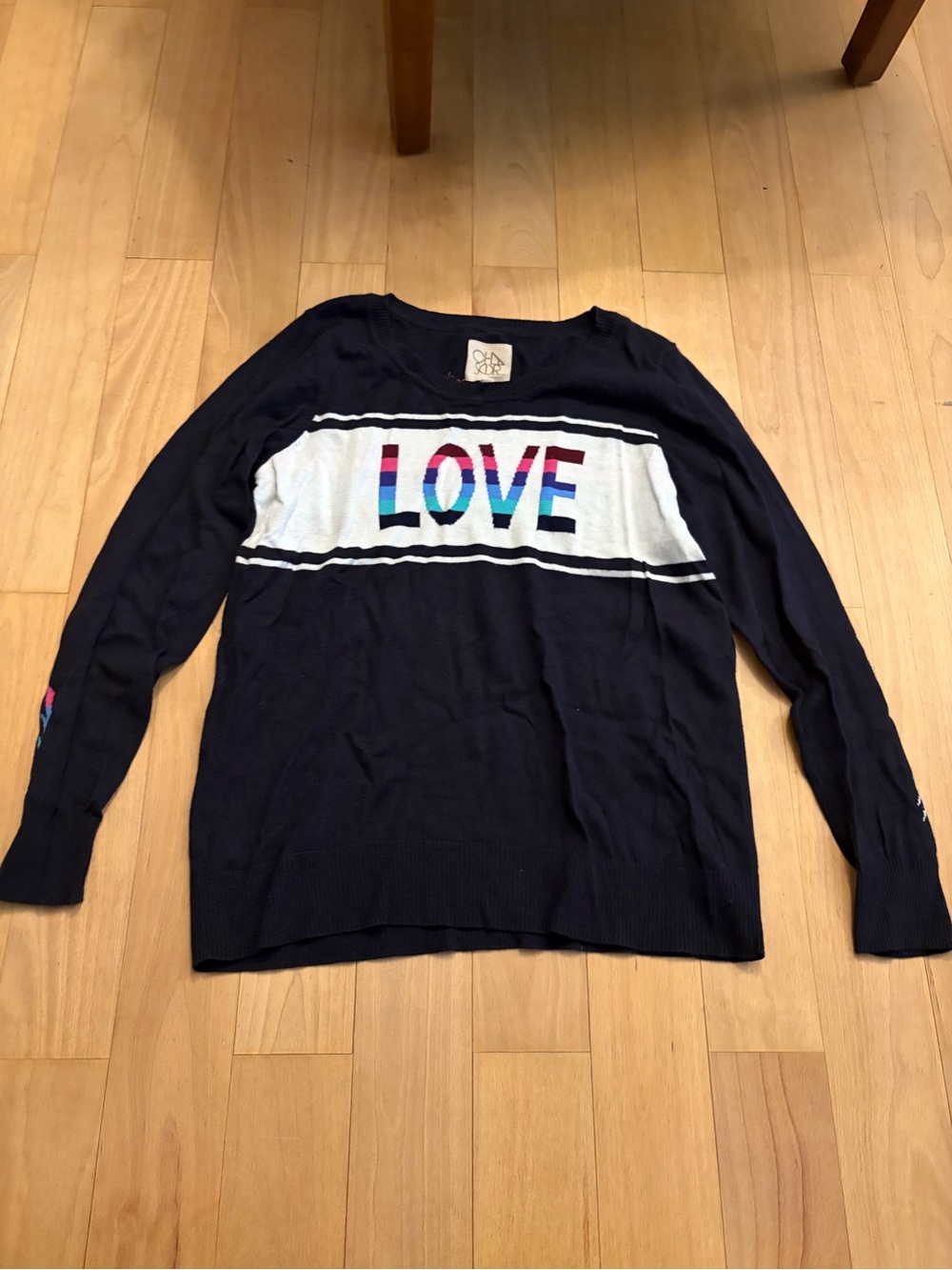 Women's Navy 'LOVE' Graphic Sweater - Multicolor Accent chaser large lightening